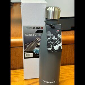 New! SwissBrand Stainless Steel Water Bottle, 16.9 oz - Dark Grey